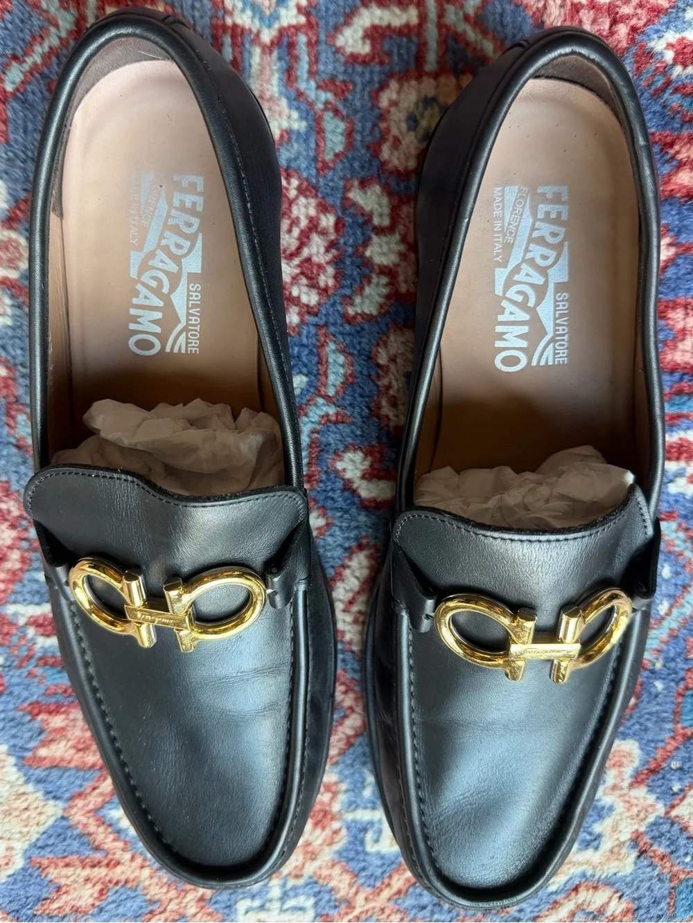 Salvatore Ferragamo Men’s Black Leather Gancini Bit Loafers | Made in Italy